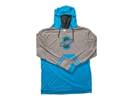 Long Sleeve Hoodie Tee Cyan Grey Fashion