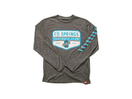 Long Sleeve Tee Dark Grey Cyan Stripes Fashion