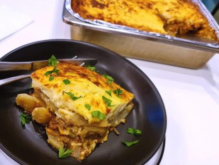 TRADITIONAL MOUSSAKA (WITH LEAN MEAT) - FROZEN (3 SIZES AVAILABLE) For Sale