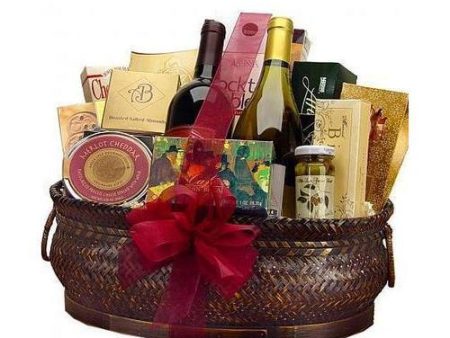 Deluxe Wine and Gourmet Basket-One Red & One White Supply