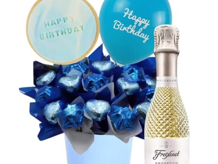 Happy Birthday Blue Prosecco Chocolate Bouquet Online Hot Sale