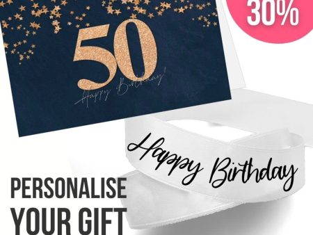 50th Birthday Card + Ribbon Bundle Hot on Sale