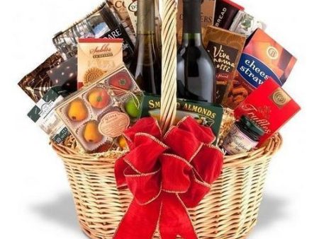 Fine Wine and Gourmet Basket-One Red & One White Fashion