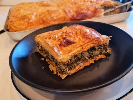 GREEK SPINACH & CHEESE PIE (SPANAKOPITA) - FROZEN (3 SIZES AVAILABLE) For Sale