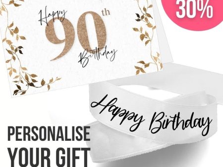 90th Birthday Card + Ribbon Bundle Online Hot Sale