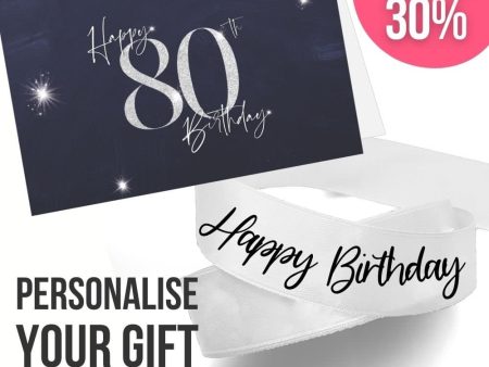 80th Birthday Card + Ribbon Bundle Discount