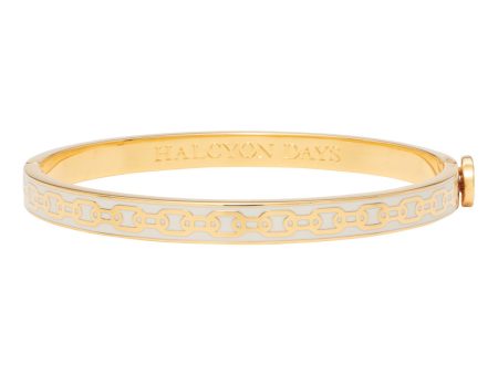 Chain Enamel Hinged Bangle, Cream Cheap