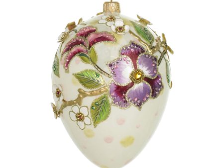 Purple Blossoms on Egg Ornament For Cheap